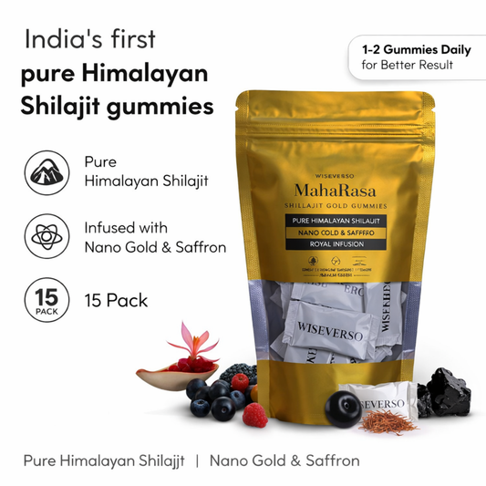 MahaRasa Shilajit Gold Gummies for Men Himalayan Shilajit & KSM-66 Ashwagandha for Strength, Stamina & Vitality (15 Gummies)